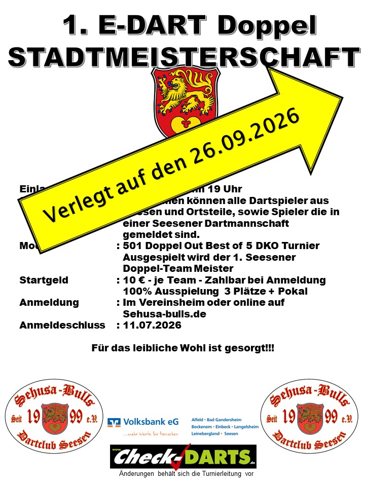 Stadtmeisterschaft Doppel 2026 verlegung